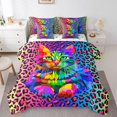 thumbnail image 1 of YST Kawaii Cat Bed in a Bag, Rainbow Leopard Print Bedding Set, 7-Piece, Full Size, 1 of 4