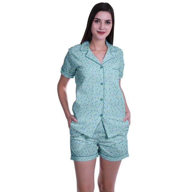 Moomaya Sleep Sets For Women With Shorts Pj Printed Short Sleeve Sleep Tops