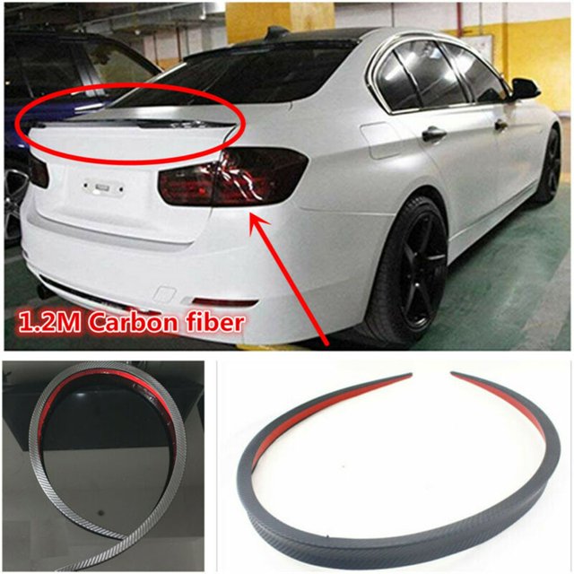 Universal 1.2M Car Rear Wing Lip Spoiler Tail Trunk Roof Trim Carbon Fiber Look