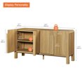 thumbnail image 3 of WAMPAT 63" Wide Large Buffet Cabinet with Storage, Modern Buffet Table, Coffee Bar, Wine Bar, Curved Cabinet with 4 Doors for Dining Room, Living Room, Kitchen, Light Walnut, 3 of 9