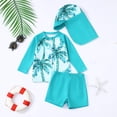 thumbnail image 2 of TOOYOU Baby Boys Swimsuit Swimwear Set Tropical Print Swim Trunks Rash Guard Hat 3 Piece Outfit For Beach Pool Practical And Durable Bathing Suit For Child Size 3-6 Months,Sky Blue, 2 of 6