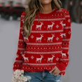 thumbnail image 1 of Mode Noël Femmes Imprimé Manches Longues Confortable O-Cou Chemise Respirante Tops, 1 of 6
