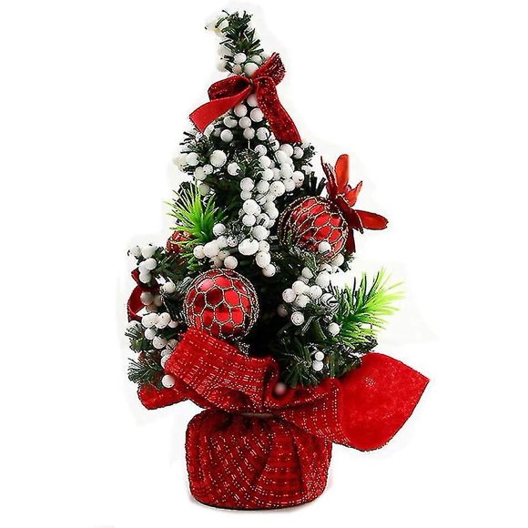 Miniature Christmas Tree Christmas Decoration 20cm, Christmas Tree Mini Artificial Christmas Tree Table Decoration Christmas Table Decoration Red--(Bmatwk)