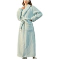 thumbnail image 1 of Teissuly Peignoirs pour Femmes Hiver Chaud Robe de Nuit Peignoirs pour Couple Pyjamas Uni Manches Longues Peignoir à Cordon Tenue de Détente, 1 of 6