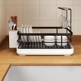 thumbnail image 3 of Two-Tier Kitchen Dish Drying Rack with Integrated Utensil Holder and Efficient Drain Tray for Organized Counter Space, 3 of 4