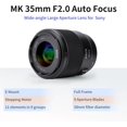 thumbnail image 4 of Meike 35mm F2.0 Full Frame AF STM Lens Wide Angle Auto Focus Fixed Prime Portrait Lenses Compatible with Sony E Mount Mirrorless Cameras A9 A9II A7III, 4 of 7