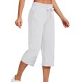 thumbnail image 1 of Innerwin Women's High Waist Straight Leg Capris, Solid Color, White, Size L, 1 of 2