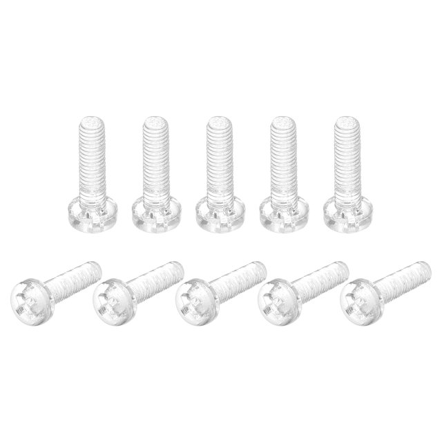Unique Bargains M3x12mm Plastic Phillips Bolts PC Pan Head Machine Screws Transparent 50 Pack
