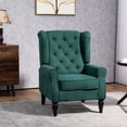 thumbnail image 2 of HOMCOM Button-Tufted Accent Chair with Wing Back Rounded Arms Dark Green, 2 of 10