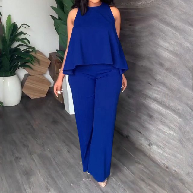 zanvin Ensembles 2 Pcs pour Femmes, Mode Femmes Été Décontracté Uni Sans Manches Chemisiers Col Rond Hauts Pantalons Longs