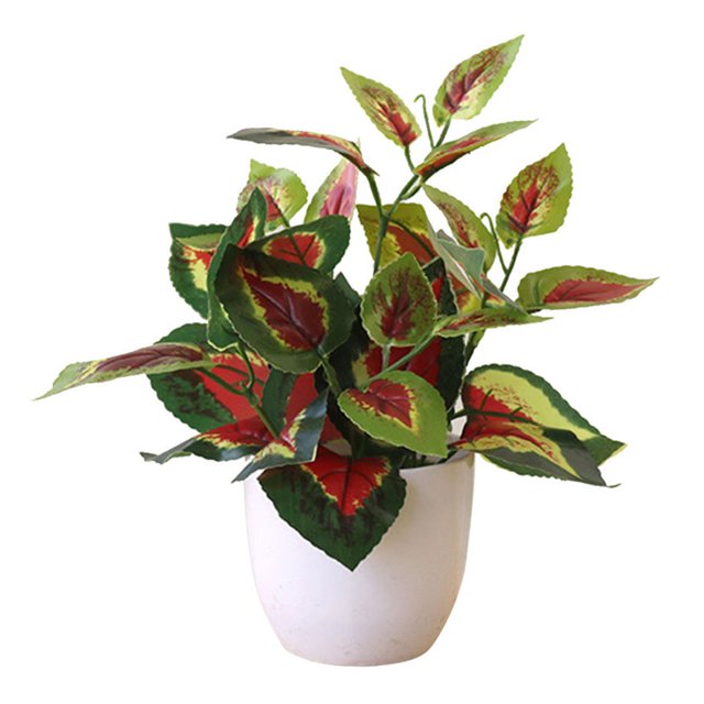 Artificial Potted Plant Leaf Simulation Leaves Home Office Desktop Greenery Decoration