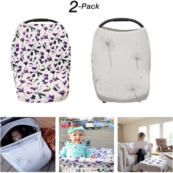 Baby Car Seat Cover For Babies | 6 in 1 Use | Nursing Cover | Shopping Cart Cover | 2 Pack