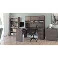 thumbnail image 2 of Bestar Innova 60W L-Shaped Desk with Hutch, Lateral File Cabinet, and Bookcase bark grey, 2 of 2