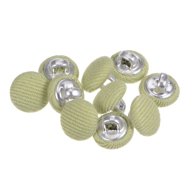Unique Bargains 10pcs 16L Fabric Cloth Covered Button 10mm Round Metal Shank Sewing Buttons for Suits Dress Blouses, Light Green