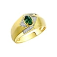 thumbnail image 3 of RYLOS Mens Rings Yellow Gold Plated Silver Ring 6X4MM Oval Shape Gemstone & Diamond Ring Green Sapphire Birthstone Rings For Man Silver Rings, Size 13, 3 of 7