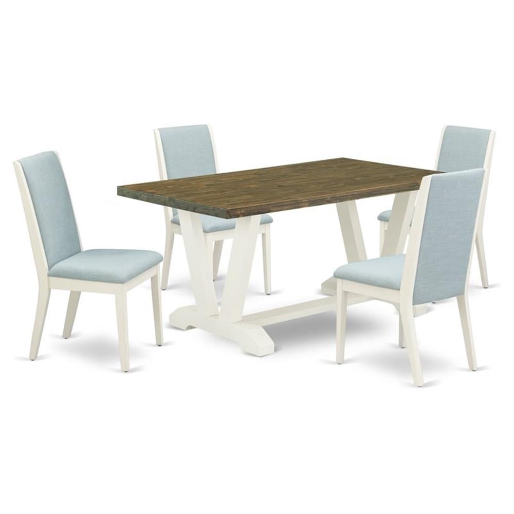 Pemberly Row 5-Piece Wooden Dining Set in Jacobean and Baby Blue
