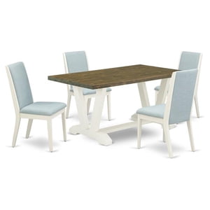 Pemberly Row 5-Piece Wooden Dining Set in Jacobean and Baby Blue