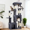 thumbnail image 3 of Yiwa Multi-Level 61" Cat Tree Tower, Sturdy Modern Cat Furniture for Large Cats and Maine Coons, Featuring Jumbo Perch, Two Spacious Condos, Sisal Scratching Posts, and Hanging Balls, 3 of 7