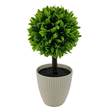 Mainstays 9.5" Indoor Artificial Plant in Pot, Green Color Boxwood.