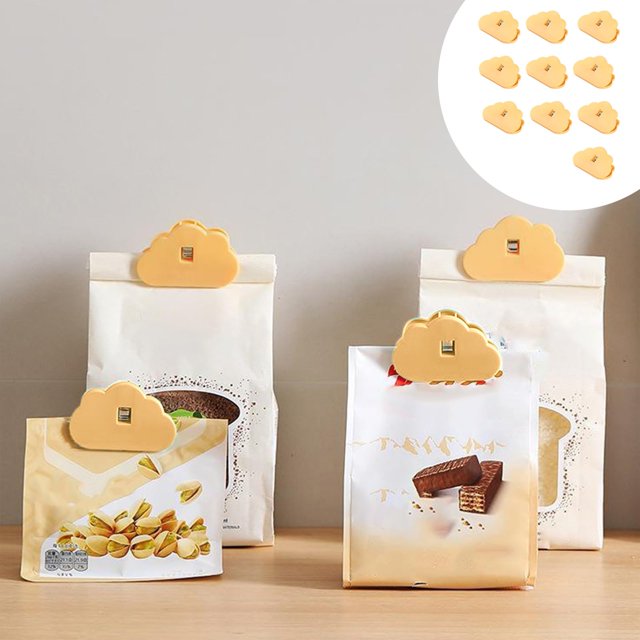 UsTZtai 10 Pcs Food Bag Sealing Clips, ABS Plastic Fresh Keeping Clips for Snack Storage, Bag Clips