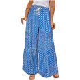 thumbnail image 1 of Jsaierl Womens Boho Print Palazzo Pants Elastic High Waist Drawstring Wide Leg Flowy Pants Plus Size Holiday Straight Leg Pants, 1 of 5