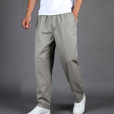 Mceream Pantalon en Coton pour Hommes avec Poches Sergé Taille Élastique Cordon Chino Pantalon Cargo Pantalon de Survêtement Respirant Pantalones Baggy Hombre Kaki G