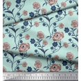 thumbnail image 3 of Soimoi Tissu en Coton Cambric Feuilles & Roses Imprimé Floral 1 Yard 56 Pouces de Large, 3 of 3