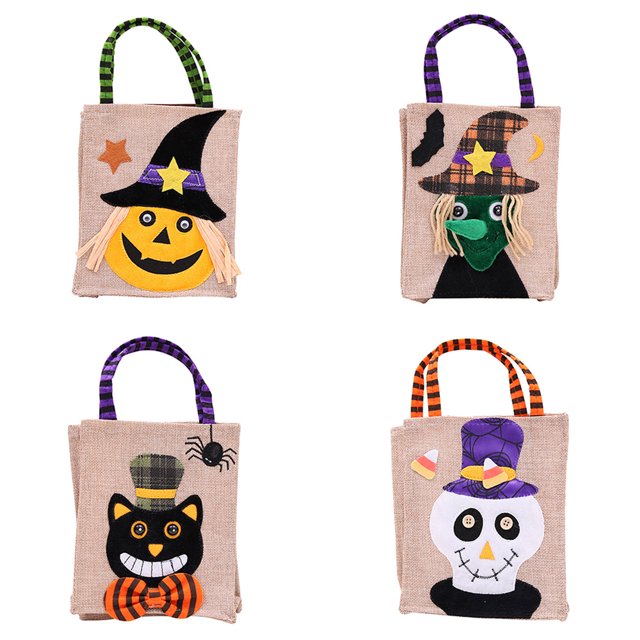 goowrom Halloween Handbag Decoration with Holiday Pattern Linen Accessory