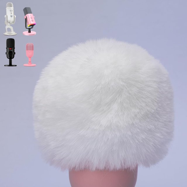 SUNMON Filtre Pop pour Microphone Blue Yeti, Couvre-Brise de Micro Duveteux Compatible avec AM8, SoloCast, Yeti Pro/Nano, Razer Mini, Razer Seiren V2 Pro (Blanc)