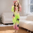 thumbnail image 2 of MKOSPLRT Girls Fleece Zip Up Jumpsuits Kids Hooded Rompers Fuzzy Onesie Warm Cute Strars Gradient Sleepwear Winter Clothes 5-15 Years, 2 of 7