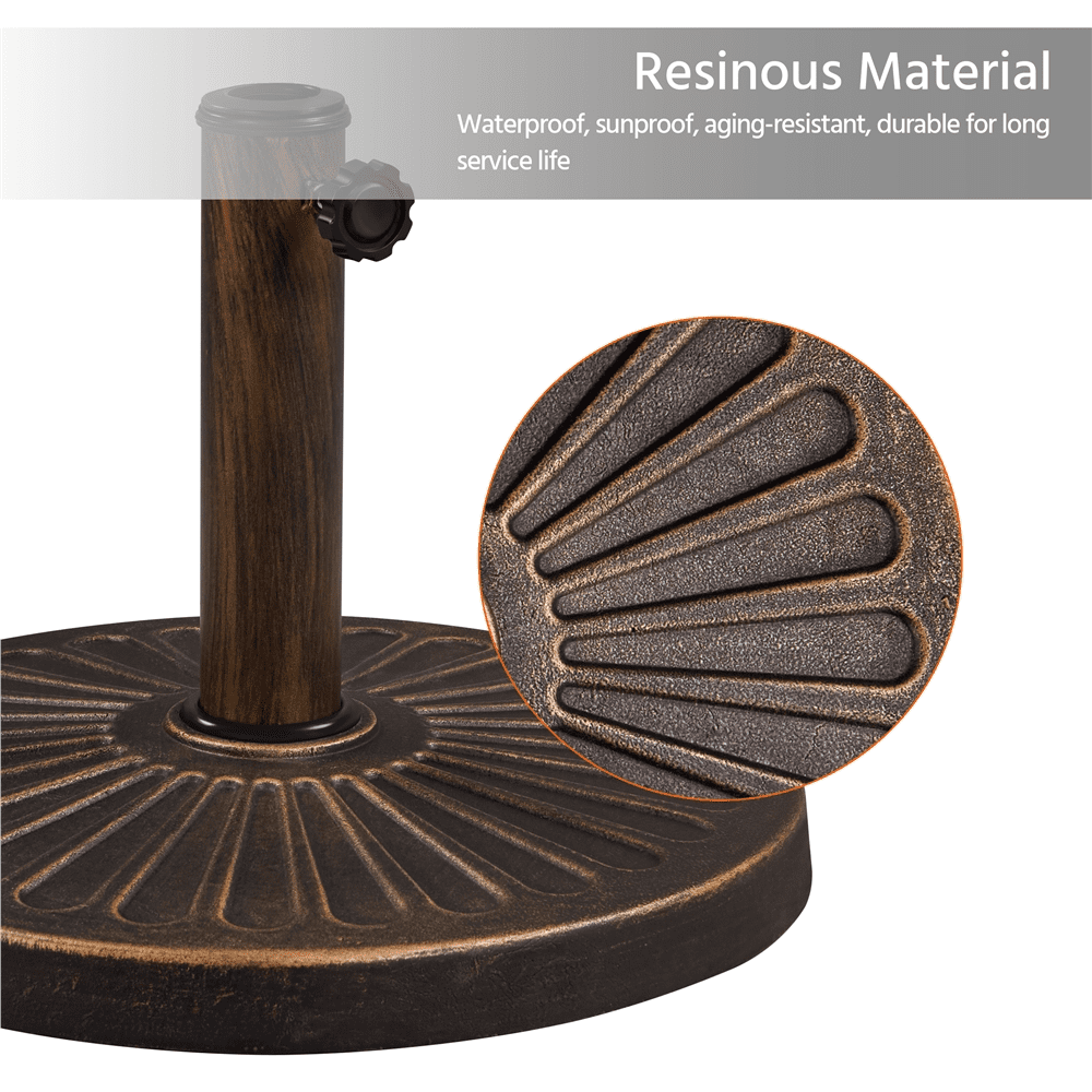 FullFurnique Pied de Parasol de Terrasse 10,1 kg, Résine Robuste Ronde, Bronze