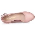 thumbnail image 4 of BLISSFUL STEP Escarpins à Talon Bloc pour Femmes Plateforme Bride à la Cheville Bout Rond Talon Rose 9, 4 of 6