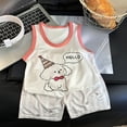 thumbnail image 2 of Akiihool Spring Outfits Boys Young Boy Clothes Colorblock Top + Drawstring Waist Shorts 2 Pieces Kid Summer Outfits Set (Watermelon Red,18-24 Months), 2 of 3