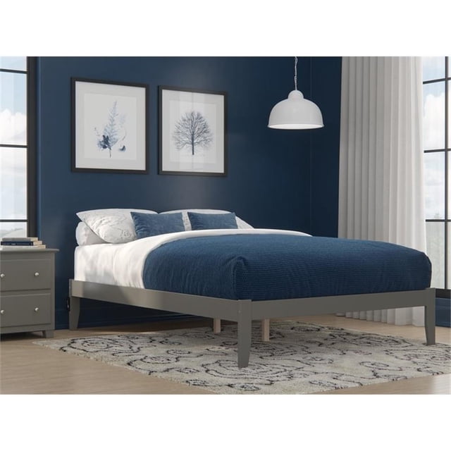 AFI Colorado Solid Wood Queen Bed with USB Charging Station in Gray