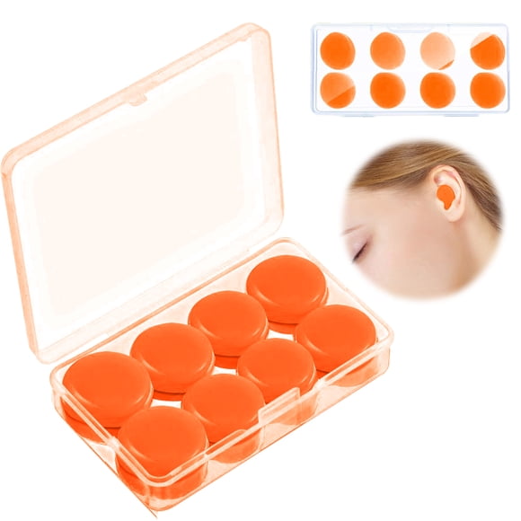 Ear Plugs for Sleeping Swimming, 8 Pair Reusable Silicone Moldable Noise Cancelling Earplugs for Shooting Range, Swimmers, Snoring, Concerts, Airplanes, Travel, Work, Studying