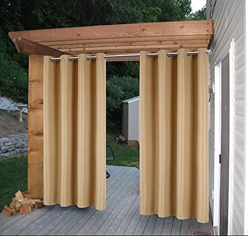 Cross Land Rideau Extérieur Imperméable pour patio,Jardin,Balcon, Antirouille à Oeillets - Rideau/drape à Oeillets Isolé Thermiquement Intérieur Extérieur,L54"TG96 Pouces,Beige,1 Panneau