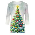 thumbnail image 5 of Lcziwo Women's 3/4 Sleeve T Shirts Round Neck Christmas Holiday Tops Xmas Giltter Tree Print Loose Blouses 2025 Fal Fashion Casual Tees White,XXXL, 5 of 5