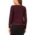 thumbnail image 3 of INSPIRE CHIC Blazer Mince à Rayures pour Femme à Revers Cranté Décoré de Boutons S Rouge Bleu, 3 of 5