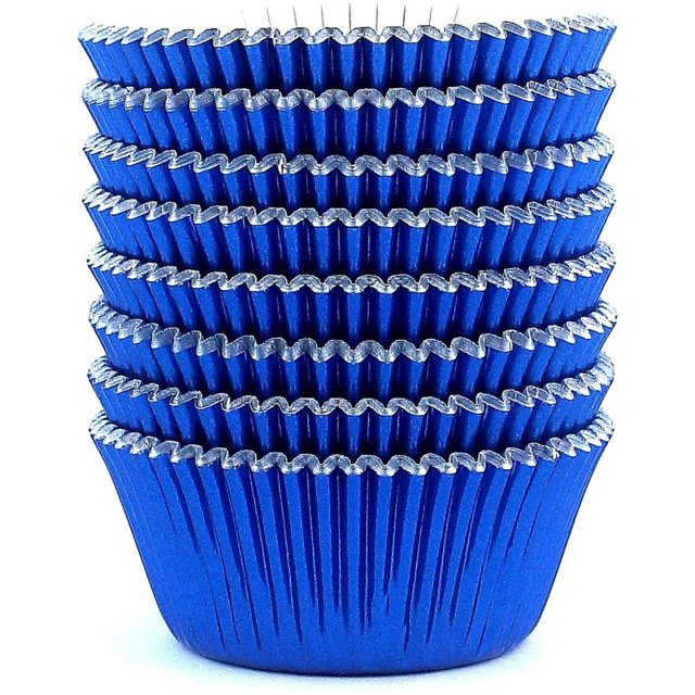 Standard Blue Foil Cupcake Liners Wrappers Metallic Baking Cups, 200-Count (Blue)