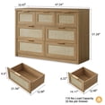 thumbnail image 3 of OAKHAM Commode 7 Tiroirs, Grand Commode en Rotin pour Chambre à Coucher Salon, Chêne Vieilli, 3 of 7