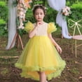 thumbnail image 2 of PMVFHDE Robes pour Petites Filles Enfants Bébé Enfants Printemps Été Robe de Fête pour Filles Colorée Train Robe pour Enfants Robe Fille Anniversaire Robe pour Enfants, Jaune, 3-4 Ans, 2 of 6