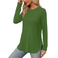 thumbnail image 4 of Yuyuzo Womens Tops Crew Neck Long Sleeve Side Split Solid Color Loose Casual Basic Fall Tunic Top, 4 of 6