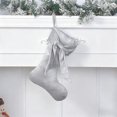 thumbnail image 4 of Iumwxz White Velvet Christmas Stocking with Snowflake and Star Patterns 40x19cm Holiday Tree Ornament Sock with Rope Hanger for Festive Home Decor Includes 1 Stocking, 4 of 6