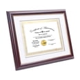 thumbnail image 2 of CreativePF [11x14-Diploma] Mahogany Frame with Gold Rim, White Matting Holds 11x14-inch Documents with Glass and installed Wall Hanger, 2 of 2