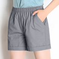 thumbnail image 4 of Ovticza Shorts en Lin pour Femmes Taille Élastique Décontractée Shorts de Plage Confortables avec Cordon Gris P, 4 of 6