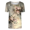 thumbnail image 4 of Pisexur Hauts pour Femmes, Hauts de Printemps pour Femmes 2025, Hauts pour Dames, T-shirt Imprimé Décontracté et Tendance pour Femmes avec Col Rond et Manches Courtes Kaki, 2TG, 4 of 5
