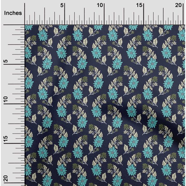 oneOone Cotton Silk Fabric Leaves & Floral Block Print Fabric By Yard 42 Inch Wide