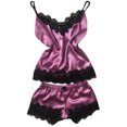 thumbnail image 2 of LSLJS Ensemble Deux Pièces pour Femmes en Dentelle Satinée, Camisole à Bretelles, Hauts, Shorts, Pyjama, Ensembles de Lingerie, 2 of 5