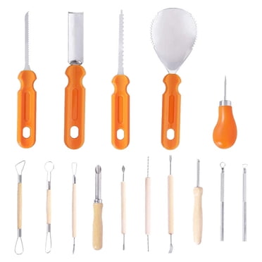 Rbaofujie Ensemble de 13 Pcs de Couteaux de Sculpture Citrouille d'Halloween Lanterne Citrouille Bricolage Outils de Sculpture Outils de Découpe Citrouille Outils Manuels Décoration de Porche d'Halloween