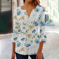 thumbnail image 2 of IROINID Chemises Grande Taille Réduites pour Femmes Col Rond Manches Longues Quotidiennes Trompette Unie Boutonnée Basique Corset Froncé Tunique Hauts Plissés T-shirts Blouses, Bleu, 2 of 5